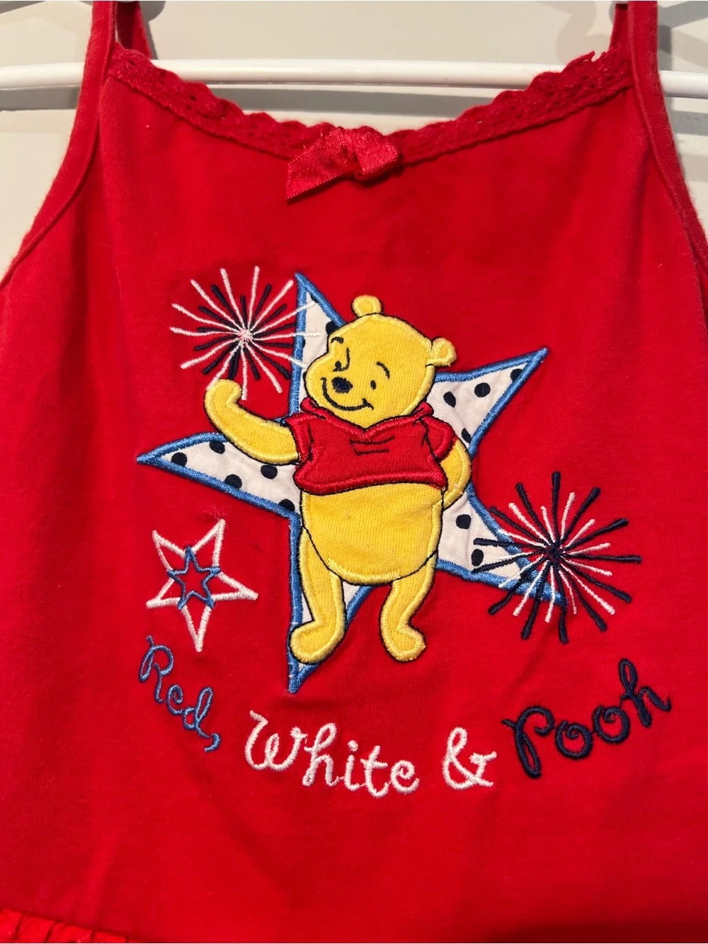 Red White & Pooh Toddler Dress Patriotic Y2K 3T